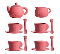 Silicone Tea Party Set, Pretend Play Kit, 3.66x2.56x2.56 inches Teapot Set with Soft Safe Material, Kids Tea Accessories, Colorful Party Style Design, Preschool Home Use