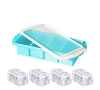 Silicone Tray, Freezer Tray, 11.81x5.12x2.2 Inches, Compact Shape 4 Cavity Leak Proof Container with Lid, Kitchen Tool for Meal Prep, Juice, Whiskey, Wine and Cocktails Use
