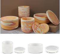 Silicone Tray Mould,2 Pieces Diy Epoxy Resin Moulds,Succulent Flower Pot Gypsum Cement Molds For Craft Making