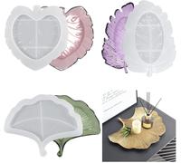 Silicone Tray Mould, 3 Pcs Diy Epoxy Resin Leaf Shaped Moulds, Epoxy Casting Mould Storage Trays Ginkgo For Jewellery Fruit Crafts Home Decorations
