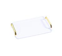 silicone tray, Plateau de service rectangulaire avec poignée, plateau décoratif for salle de bain, rangement de table for maison, hôtel,for bathroom accessories(M white)