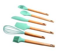Silicone Ustensiles de Cuisine Set de Cuisine Set Ustensiles de 6Pcs Cookin en Bois CFYP010