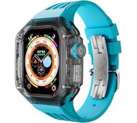 Silicone Watch Band + Transparent Watch Case Mod Kit , pour 8 séries Ultra 49 mm Remplacer la sangle de montre de mise à niveau , Sangle de montre en caoutchouc et accessoires de boîtier à fluor