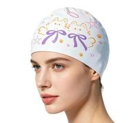 Silicone Women's Swim Cap - Exquisite Print High Elastic Soft | Non Slip Ŵaterproof Đurable for Indoor Pools | for Outdoor Beaches, Comfortable