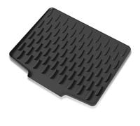 Silicone Worktop Saver-Heat-Resistant & Non-Slip Mat for Drip-Free Drying, Sloped Silicone Draining Mat (black)