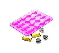 Silicone Zone Sz 404612 Pâtisserie et joie de gâteau forme de 16 caractères, Silicone, Rose, 27,6 x 18,8 x 1,4 cm