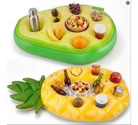 SiliFine Lot de 2 porte-boissons flottants gonflables en forme d'ananas et d'avocat pour piscine, jacuzzi pour adultes, fêtes d'été, peut supporter jusqu'à 22,7 kg