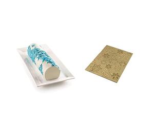 silikomart 25.075.63.0065 Moule Starlight, Blanc & 23.071.63.0065 Tapis et Feuilles de Cuisson, Silicone, doré, 25 x 18,5 x 0,6 cm