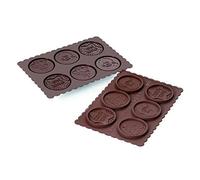 silikomart | CKC02 Moule en Silicone pour chocolats COOKIE XMAS SLIM, antiadhésif, 6 chocolats, paquet de 1 Moule pour sucreries, Easy Choc, Ø 57 mm, h 5 mm, Volume 34 ml, Made in Italy