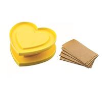 Silikomart | Kit For You, Emporte-pièce en forme de cœur + 80 Feuilles de Papier, Couleur Jaune, Dimensions 76 x 72 mm, Made in Italy