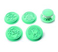 silikomart | Kit Moules à Biscuits en Silicone XMAS STAMP, Kit composition 1 Découpeur Transparent TRITAN™, 4 Moules en Silicone, 1 Livre de recettes, Ø 87 mm h 16 mm, Made in Italy