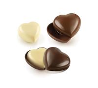 Silikomart | Lot de 4 Kits 2 Moules en silicone THERMOFORMÉS, Forme Secret Love, Dimensions 123 x 115 h 44mm + 93 x 99 h 36mm,