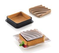 silikomart | Mini Tarte SAND Kit, Kit composition 6 Anneaux Microperforés Tplus+, 1 Moule en Silicone Platine, Tarte Decor, 80 x 80 mm - 67 x 67 mm, h 20 mm - h 15 mm, Made in Italy