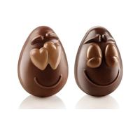 silikomart | Moule à Chocolat Thermoformé Réutilisable SMILING EGGS, Lot de 4 Moules pour Œuf en Chocolat, Forme Émoji Sourire, 77 x 108 h 82 mm, Made in Italy