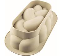 silikomart | Moule en Silicone pour Gâteau Moderne TRECCIA, Antiadhésif, Lot de 3 Moules avec Safe Ring, 288 x 156 mm, h 83 mm, Volume 2,1 l, Made in Italy