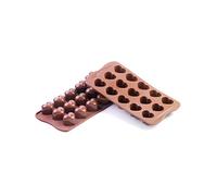 silikomart | SCG01 Moule en silicone pour chocolats MONAMOUR, antiadhésif, 15 chocolats, paquet de 1 moule pour sucreries, Easy Choc 3D, 30 x 22 mm, h 25 mm, Made in Italy, Marron