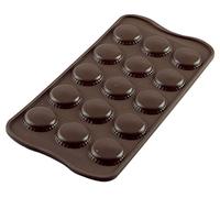 silikomart | SCG21 Moule en Silicone pour chocolats CHOCO MACARON, antiadhésif, 15 chocolats, paquet de 1 Moule pour sucreries, Easy Choc, Ø 26 h 28 mm, Made in Italy, Marron