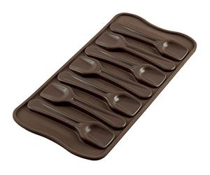silikomart | SCG28 Moule en silicone pour chocolats CHOCO SPOON, antiadhésif, 8 cuillères à chocolat, paquet de 1 moule pour sucreries, Easy Choc, 96 x 26 mm, h 16 mm, Made in Italy