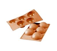 silikomart | SF001 Moule en silicone pour Monoportions SEMISFERA, anti-adhérent, 5 cavités, Lot de 1 Moule à gâteau, Ø 80, h 40 mm, Made in Italy