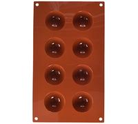 silikomart | SF004 Moule en silicone pour monoportions SEMISFERA, anti-adhérent, 8 cavités, Lot de 1 Moule à gâteau, Ø 50 h 25 mm, Made in Italy, Orange