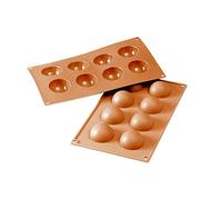silikomart | SF004 Moule en silicone pour monoportions SEMISFERA, anti-adhérent, 8 cavités, Lot de 1 Moule à gâteau, Ø 50 h 25 mm, Made in Italy