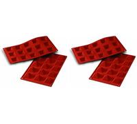silikomart | SF008 Moule en Silicone pour PYRAMID Monoportions, antiadhésif, 15 cavités, Lot de 2 Moule à gâteau, 36 x 36 h 22 mm, Made in Italy