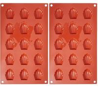 silikomart | SF031 Moule en silicone pour Monoportions MADELEINE, antiadhésif, 15 Monoportions, Lot de 2 Moule à gâteau, 44 x 34 mm, h 10 mm, Made in Italy