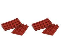 silikomart | SF033 Moule en Silicone pour MINI CANNELÉ Monoportions, antiadhésif, 18 Monoportions, Lot de 2 Moule à gâteau, Ø 35 h 35 mm, Made in Italy