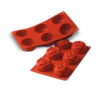silikomart | SF077 Moule en Silicone pour monoportions ROSE, antiadhésif, 6 cavités, Lot de 1 Moule à gâteau, Ø 76 h 40 mm, Made in Italy