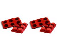 silikomart | SF102 Moule en Silicone pour MUFFIN CONFECTION, antiadhésif, 6 cavités, Lot de 2 Moule à gâteau, Ø 68 h 38 mm, Fabriqué en Italie, Terre Cuite