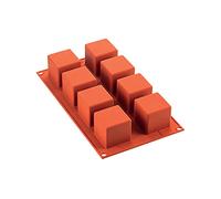 silikomart | SF104 Moule en Silicone pour monoportions CUBI, antiadhésif, 8 cubes, paquet de 1 Moule à gâteau, 50 x 50 mm, h 50 mm, Made in Italy, Rouge Brique