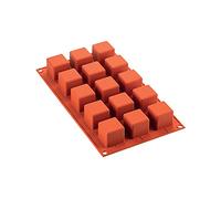 silikomart | SF105 Moule en Silicone pour monoportions CUBE, antiadhésif, 15 cubes, paquet de 1 Moule à gâteau, 35 x 35 mm, h 35 mm, Made in Italy, Rouge Brique