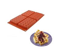 Silikomart 26.155.00.0065 SF 155 Moule Forme Gaufres Classiques Silicone Rouge Brique 30,1 x 17,5 x 2,29 cm