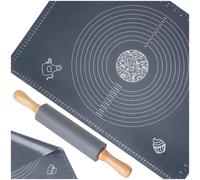 Silikon-Backmatte und Nudelholz 64x45 cm 2 St.