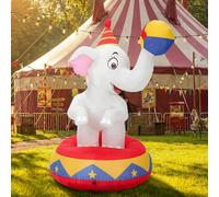 Silipull Éléphant gonflable LED de 1,5 m pour fête de cirque, carnaval, décoration extérieure, fête d'anniversaire sur le thème du carnaval, décoration pour extérieur, intérieur, piscine, cour