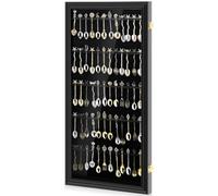 Silipull Vitrine murale en bois pour 60 cuillères à thé souvenirs avec porte en acrylique UV 98 % verrouillable (noir)