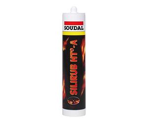 Silirub HT° - A - Mastic silicone acétique résistant à la chaleur - Soudal - Cartouche de 300 ml Noir