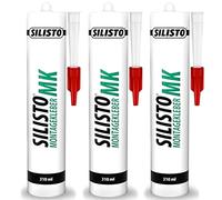 SILISTO Colle de Montage Extra Forte 3 x 310 ml - Blanc Naturel - Adhérence Initiale Puissante pour Matériaux Absorbants - Intérieur et Extérieur