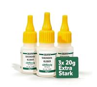 silisto Maintien de Top qualité, Lot de 3, 3 x 20 g Colle instantanée extrêmement fort, Transparent, 71022-3stk- (3, Visqueux)