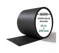 SILISTO Ruban d'étanchéité EPDM - Bande d'étanchéité pour étanchéité extérieure - Film en caoutchouc butyle pour l'étanchéité des raccordements de portes, fenêtres et façades (Outside, 200 mm x 25 m)