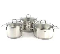 Silit Alicante Batterie de Casserole, Lot de 3 Casseroles en Acier Inoxydable avec Couvercle en Verre Compatible Induction 16-20 cm 1,9-3,3 l