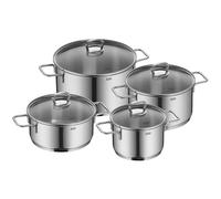 Silit Alicante ensemble de casseroles 4 pièces, casseroles avec couvercles en verre, casseroles à induction, acier inoxydable poli, casserole à induction, non revêtues, passent au four