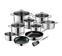 Silit Alicante set de casseroles à induction 10 pièces, set de casseroles avec couvercle en verre, acier inoxydable poli, set de casseroles à induction non revêtu