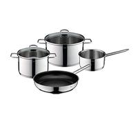 Silit Alicante set de casseroles à induction 4 pièces, set de casseroles et poêles, set de casseroles avec couvercle en verre, acier inoxydable poli, set de casseroles à induction non revêtu