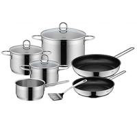 SILIT Diamant set de casseroles induction 7 pièces, set de casseroles avec couvercle en verre, poêle avec spatule, acier inoxydable poli, set de casseroles à induction non revêtu, adapté à tous types