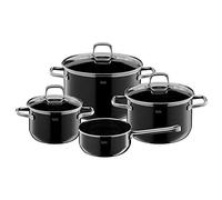 Silit Elegance Line Set de 4 casseroles à induction, set de casseroles avec couvercle en verre, céramique fonctionnelle Silargan, set de casseroles à induction sans nickel