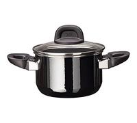 Silit Modesto Line marmite Petite 16 cm, Petite marmite avec Couvercle en Verre, marmite à Viande Induction 2l, marmite à pâtes, céramique Fonctionnelle Silargan, Noir