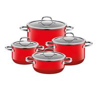 Silit Passion Red ensemble de casseroles 4 pièces, casseroles avec couvercles en verre, céramique fonctionnelle Silargan, casseroles à induction, casserole à induction, rouge