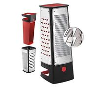 Silit Râpe carrée avec bac récupérateur, 29,5 x 11 x 11 cm, 4 surfaces de râpe, acier inoxydable, plastique, râpe à pommes de terre, râpe à concombre