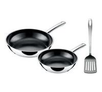 Silit Talis Lot de 3 poêles à frire avec spatule 24 20 cm Poêle à induction avec revêtement en acier inoxydable Passe au four
